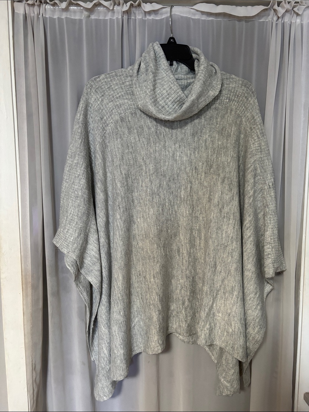 Simply Vera Vera Wang Light Grey Cowl Neck Poncho Sweater